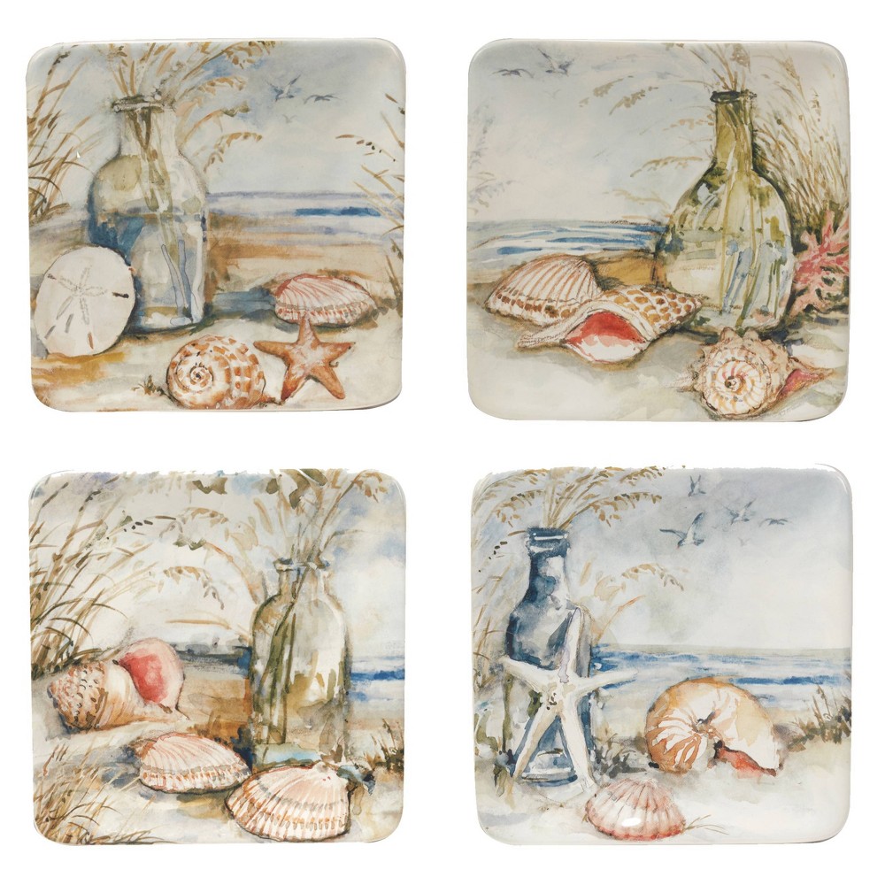 Photos - Other kitchen utensils Certified International Set of 4 Coastal Landscape Assorted Canape/Dining Plates - Certified Inter 