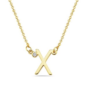 Stylish 14k gold plated initial necklace adorned with sparkling cubic zirconia for a personalized and elegant touch. - 1 of 2