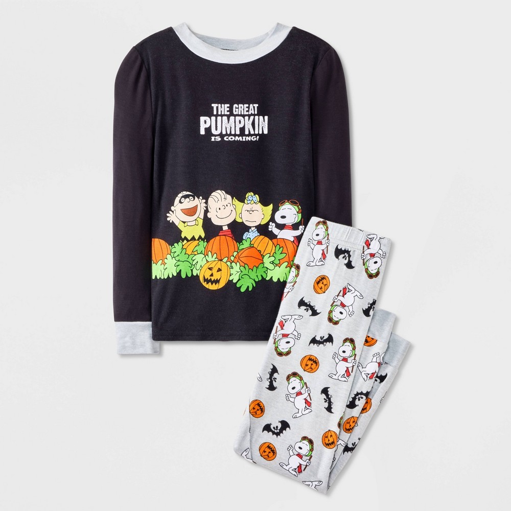 Toddler Peanuts Halloween Long Sleeve Viscose Pajama Set 2pc - Black/Gray 3T