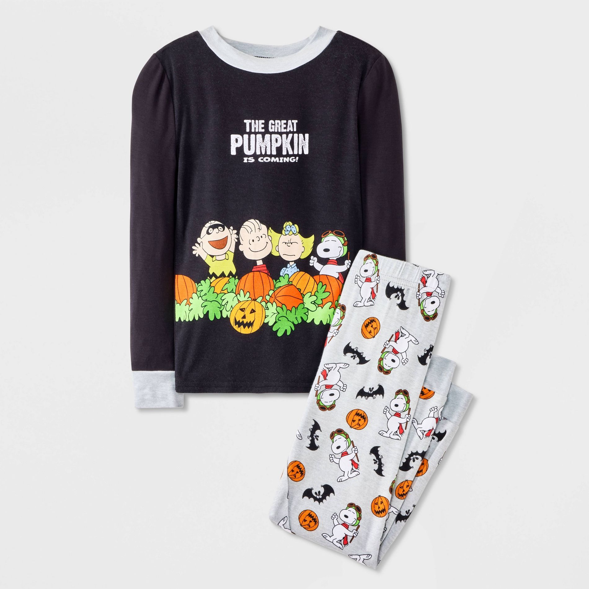 Baby & Toddler Peanuts Halloween Long Sleeve Viscose Pajama Set 2pc - Black/Gray