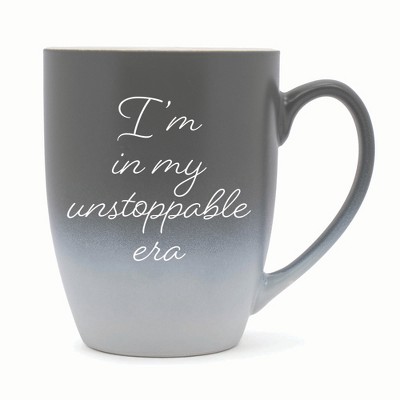 Elanze Designs In My Unstoppable Era Two Toned Ombre Matte 10 ounce New Bone China Coffee Tea Cup Mug For Your Favorite Morning Brew, Gray and White