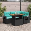 vidaXL 5 Piece Patio Sofa Set with Cushions Black Poly Rattan - 2 of 4