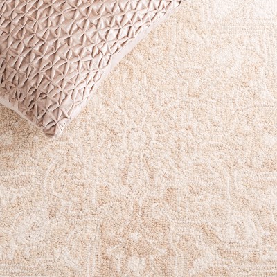 Ivory and Beige Hand-Tufted Wool Medallion Rug