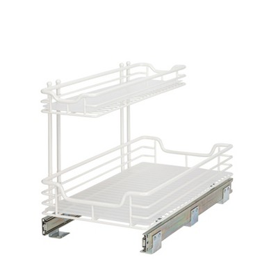 White Powder-Coated Steel 2-Tier Pull-Out Storage Organizer