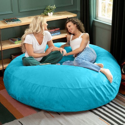 Jaxx 6 Foot Teal Microsuede Bean Bag Chair with Removable Cover
