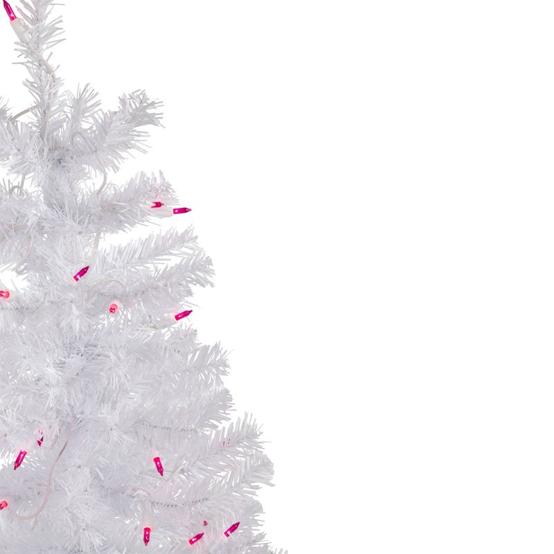 Northlight 3' Pre-Lit Woodbury White Pine Slim Artificial Christmas Tree, Pink Lights, 5 of 8