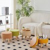 ChicFurnit Ottomans and Benches Storage Ottoman Round Footstool Foot Rest Footstool with Wood Legs for Living Room, Yellow, 13.39"*13.39"*6.89" - 2 of 4
