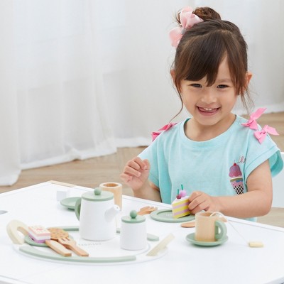 Little Chef Green and Natural Wooden Play Tea Set