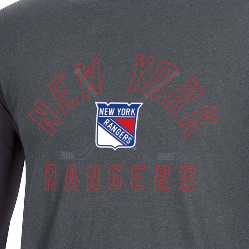 NHL New York Rangers Men&#39;s Charcoal Long Sleeve T-Shirt, 3 of 4