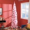 HOMCOM 8 FT Unlit Artificial Christmas Tree Slim Noble Fir with Realistic Branches and 618 Tips, Pink - 2 of 4