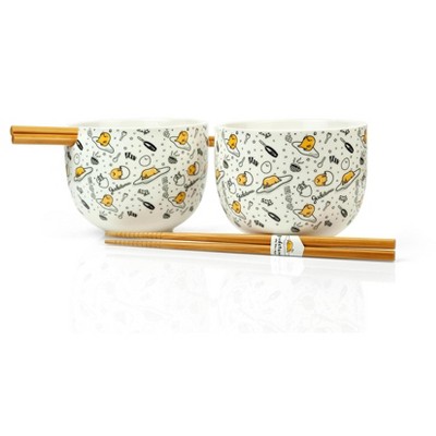 Seven20 Gudetama 2 Pack 4 inch Ceramic Bowl & Chopstick Set