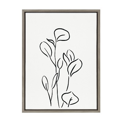 Kate and Laurel Sylvie Botanical Sketch Print No 3 Framed Canvas by The Creative Bunch Studio, 18x24, Gray