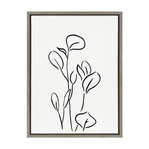 Kate and Laurel Sylvie Botanical Sketch Print No 3 Framed Canvas by The Creative Bunch Studio, 18x24, Gray - 1 of 4