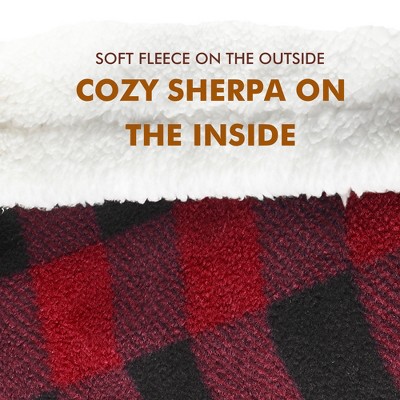 Red Buffalo Plaid Sherpa Reversible Fleece Throw Blanket 50" x 60"