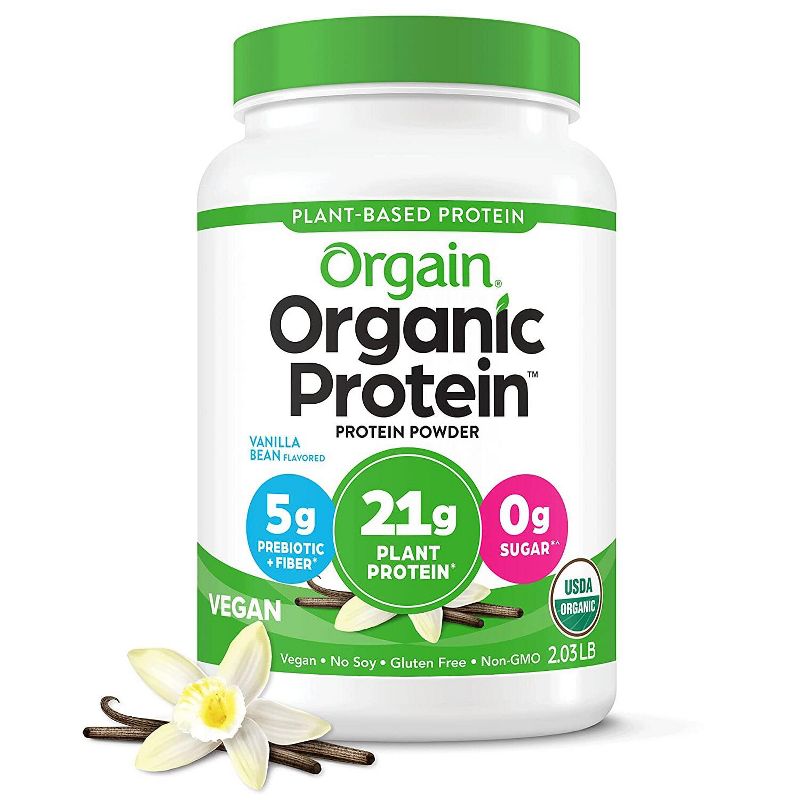 Orgain Organic Vegan Protein Plant Based Protein Powder - Sweet Vanilla Bean - 2.03lb, 1 of 9