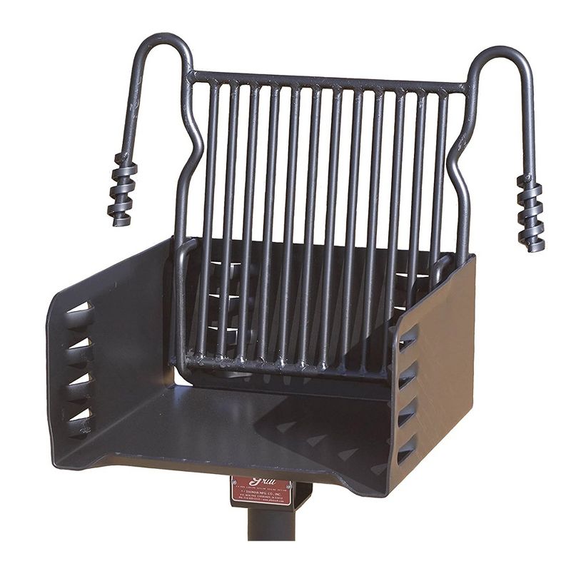 Pilot Rock H-16 B6X2 Park Style Heavy Duty Steel Outdoor BBQ Charcoal Grill with Cooking Grate & 360 Degree Swivel Post for Camping or Backyard, Black, 3 of 7