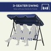 Okak 3-Seater Outdoor Patio Swing Chair with Removable Cushions,Porch Swing Chair with Adjustable Canopy for Garden,Poolside,Backyard,Dark Blue - 3 of 4