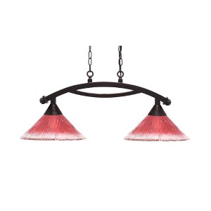 Toltec Lighting Bow 2 - Light Island Pendant Light in  Dark Granite with 12" Raspberry Crystal Shade - 1 of 1