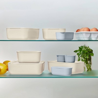 Caraway Cream Contemporary 14-Piece Glass Food Storage Set