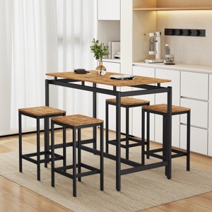 5-Piece Compact Counter Height Dining Set,Modern Industrial Design Table And Stools,Counter Height Dining Set For Dining Room-Cuddlewood - 1 of 4