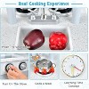 Safstar 2 in 1 Kids Play Kitchen and Restaurant, Double Sided Toddler Wooden Pretend Cooking Set with Stove Sink Microwave Storage Cabinet - 3 of 4