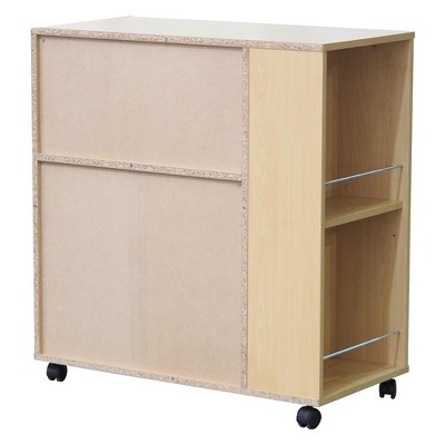White Laminate Wood Kitchen Cart with Spice Rack and Storage