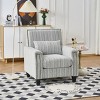 Modern Upholstered Accent Armchair, Striped Fabric Occasional Chair with Nailhead Trim for Living Room, Bedroom, Apartment - Cuddlewood - 2 of 4