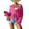 Women's Tie Front Crochet Cardigan Lightweight Hollow Out Knit Cardigan Shrugs Cropped Tops Cover Up - 2 of 4