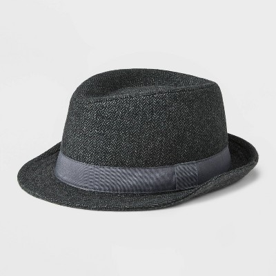 Image of Toddler Boys' Herringbone Fedora Hat - Cat & Jack™ Gray Newborn