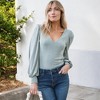 Amaryllis Women's V-Neck Puff Long Sleeve Knit Top with Fitted Cuffs Elegant Design Soft Fabric for Versatile Day-to-Night - 4 of 4