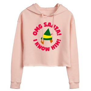 Women's - ELF - Christmas Family Set Omg Santa Cropped Graphic Hoodie - 1 of 3