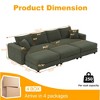 102.4" Plush Corduroy Convertible Sectional Sofa, 3 Ottomans, Deep Seat - 2 of 4
