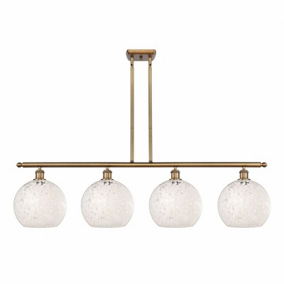 White Mouchette - 4 Light Stem Hung Island In Modern Style-12.25 Inches Tall and 48.25 Inches Wide