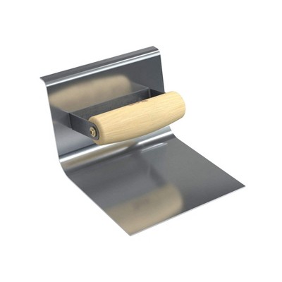 Bon Tool 22-814 Epoxy Base Tool - Stainless Steel 6-inch X 6-inch - 3/4-inch Radius 4-inch Lip Wood Handle