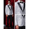 Lars Amadeus Men's Peak Lapel Glitter Sequin Wedding Sparkly Blazers - 4 of 4