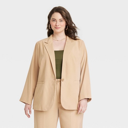 Womens blazer clearance tan