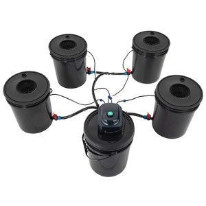 VEVOR DWC Hydroponic System, 5 Gallon 5 Buckets, Deep Water Culture Growing Bucket, Hydroponics Grow Kit with Pump, Black - 1 of 4