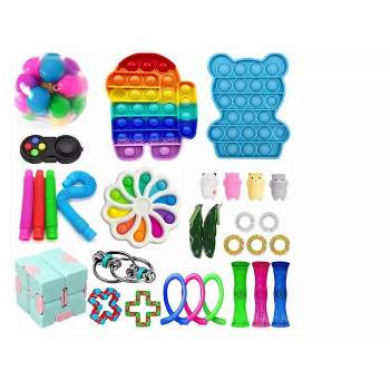 HOUT Lot de 2 jouets sensoriels Pop Pets LT Fidget-Toys - Jouets ronds et  carrés pour soulager le stress | Bubble Rainbow ADD Special Needs Anxiety