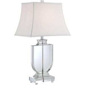 Vienna Full Spectrum Tilde Traditional Table Lamp 26 1/4" High Clear Crystal White Tapered Rectangular Shade for Bedroom Living Room Nightstand House - 1 of 4