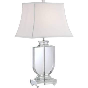 Vienna Full Spectrum Tilde Traditional Table Lamp 26 1/4" High Clear Crystal White Tapered Rectangular Shade for Bedroom Living Room Nightstand House