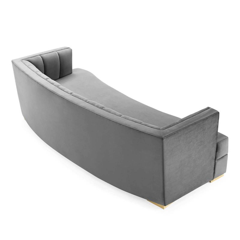 Encompass Channel Tufted Performance Velvet Curved Sofa Gray - Modway, 5 of 10