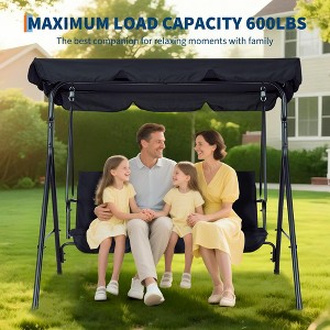 2-3 Person Outdoor Patio Swing Chair, Convertible Canopy Hanging Swing Glider Lounge Chair,Patio SwingChair with Adjustable Tilt Shade - 1 of 4
