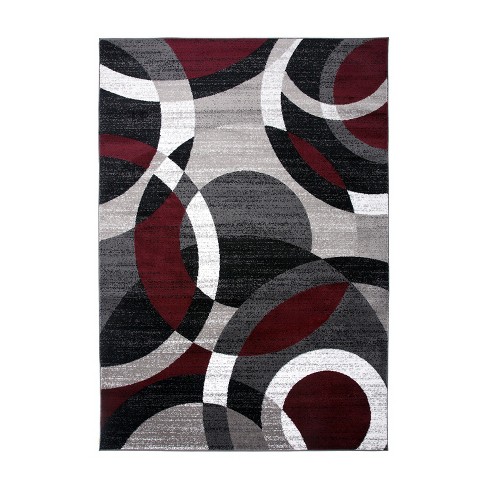 World Rug Gallery Geometric Circles Red 6'6