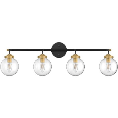 Runesay Rustic Industrial Wall Light Fixture 4-Light Clear Glass Vintage Bathroom Vanity Lights Over Mirror, Vanity Light for Bathroom (Exclude Bulb)
