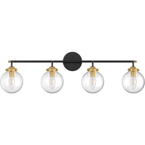 Runesay Rustic Industrial Wall Light Fixture 4-Light Clear Glass Vintage Bathroom Vanity Lights Over Mirror, Vanity Light for Bathroom (Exclude Bulb) - 1 of 4