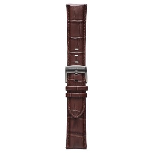 Pininfarina 22mm Croco Pattern Italian Leather Watch Strap – Dark Brown Croco Pattern with Light Grey Buckle - 1 of 1