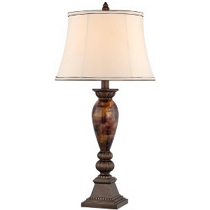 Kathy Ireland Home Mulholland Traditional Table Lamp 33" Tall Aged Bronze Golden Marble White Alabaster Glass Dome Shade for Bedroom Living Room Home - 1 of 4