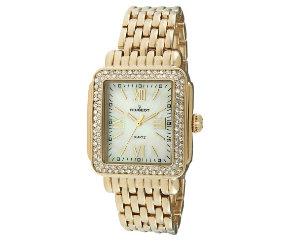 Peugeot Women's Gold tone crystal bezel watch