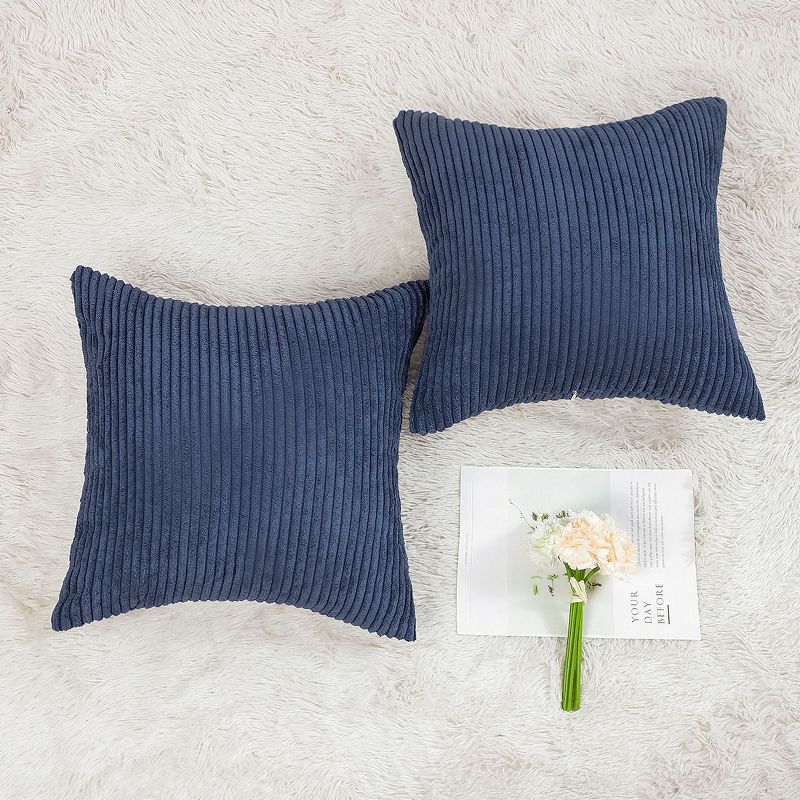 PiccoCasa Soft Corduroy Striped Cushion Decorative Throw Pillowcase 2 Pcs, 4 of 8