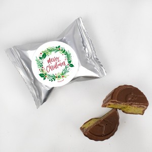 Merry Christmas Stickered Individually Wrapped Dubai Chocolate Truffles - Botanical - 1 of 4